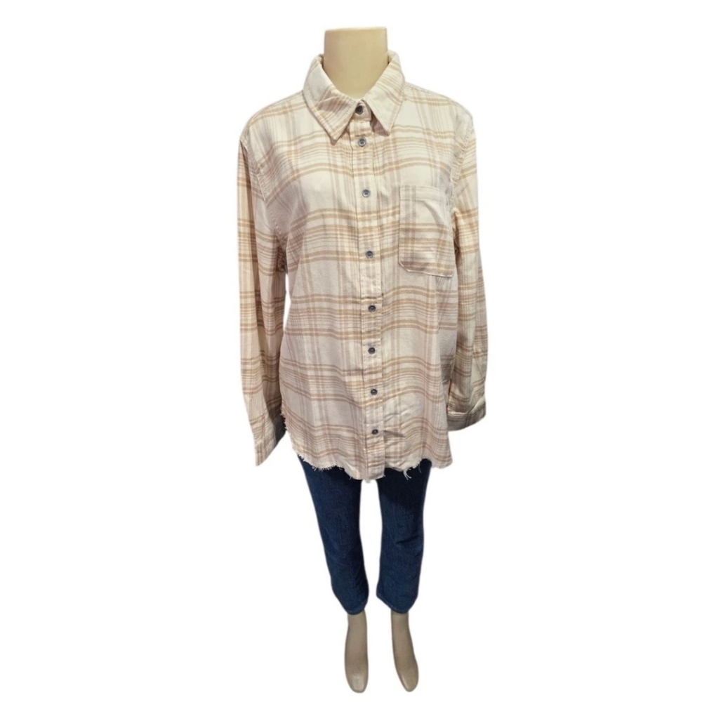 True Religion Boyfriend Size M Women's Plaid Button Up Shirt New‎